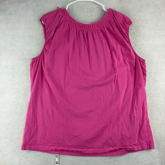 Preswick & Moore Sleeveless Blouse Women's 2X Bubblegum Pink 100% Cotton Stretch - Picture 7 of 8